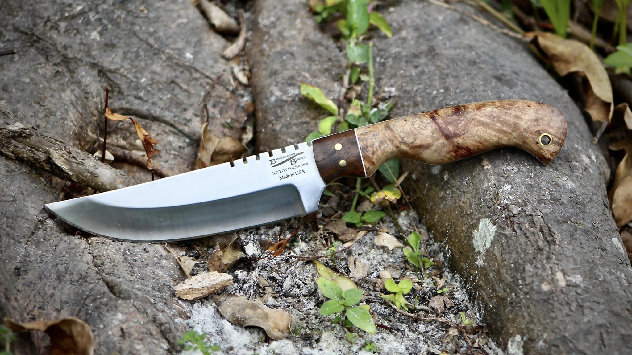 Winchester Burl Wooden Handled Gut Hook Skinning Knife
